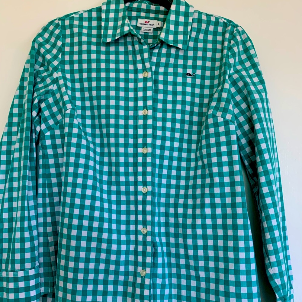 Vineyard Vines Gingham Green Button Down